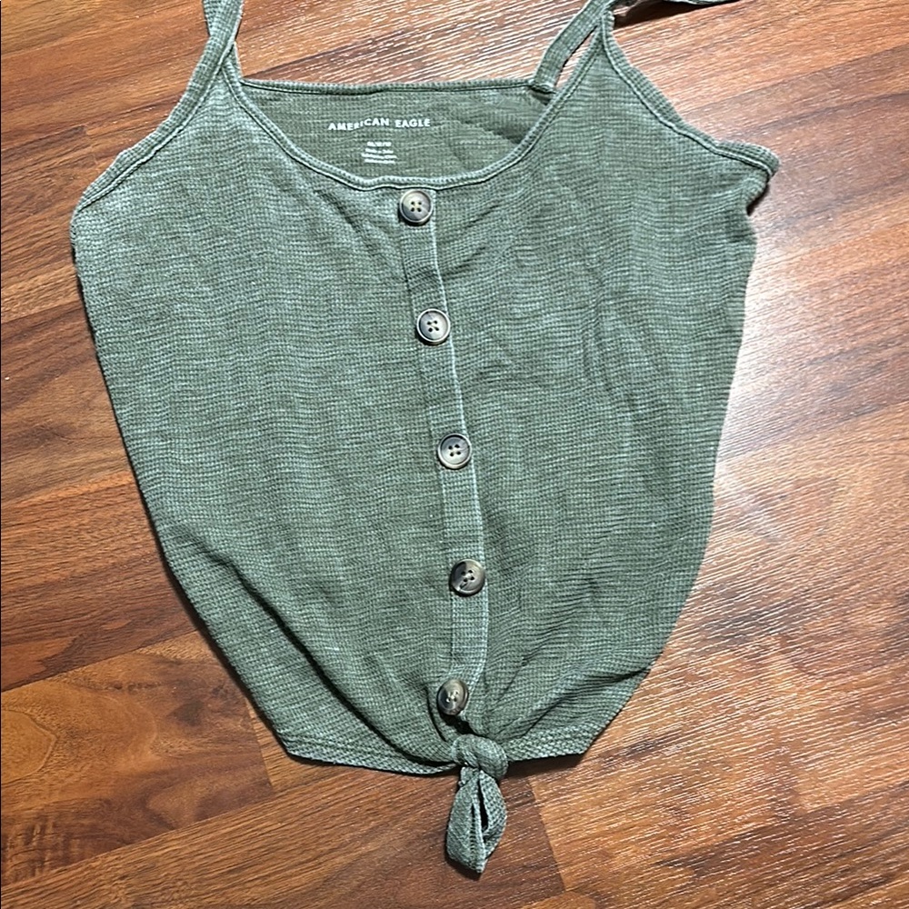 American Eagle Outfitters Green Button-Down tanktop